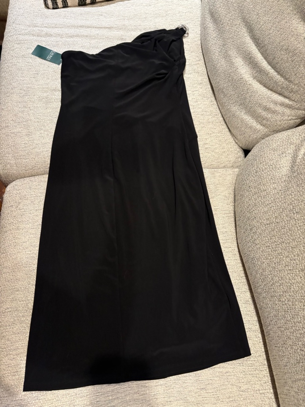 Ralph Lauren Black One-Shoulder Evening Dress